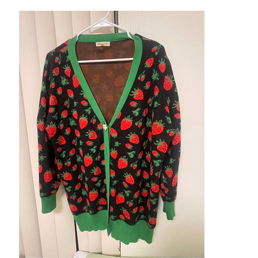 Adorable Strawberry saint Geraldine cardigan with daisy buttons